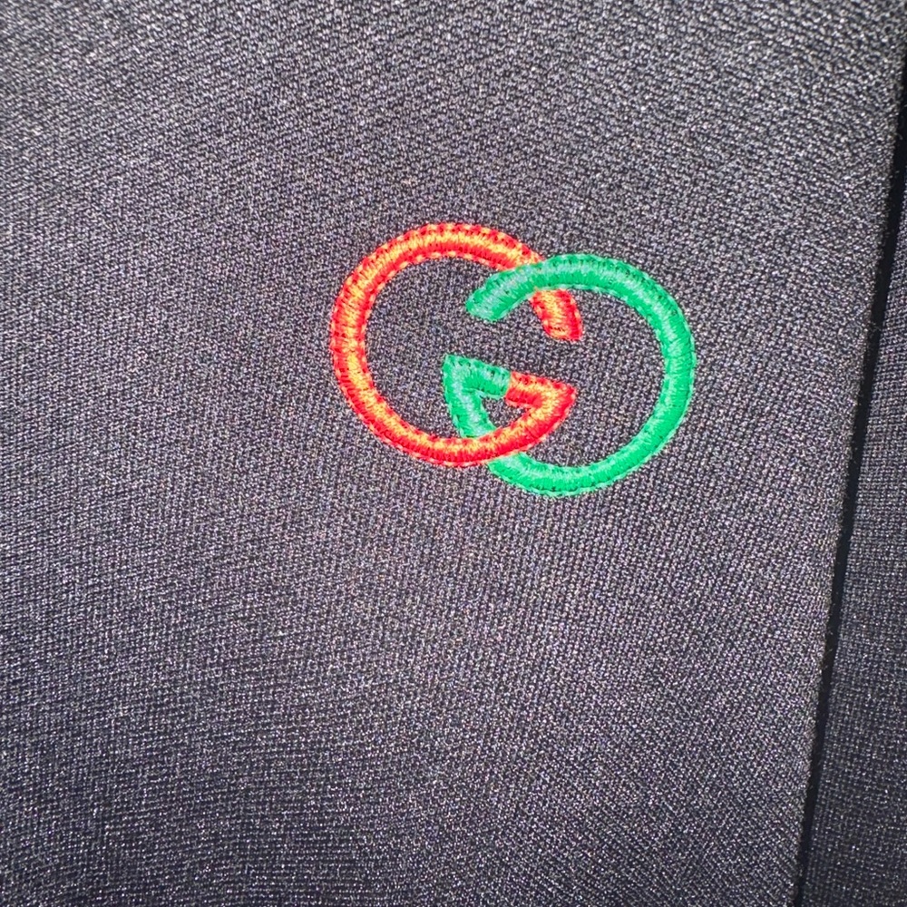 🔥 Gucci Men’s EUC Black Zip Hoodie/Jacket w/ GG logos & elbow pads, large - Picture 4 of 14